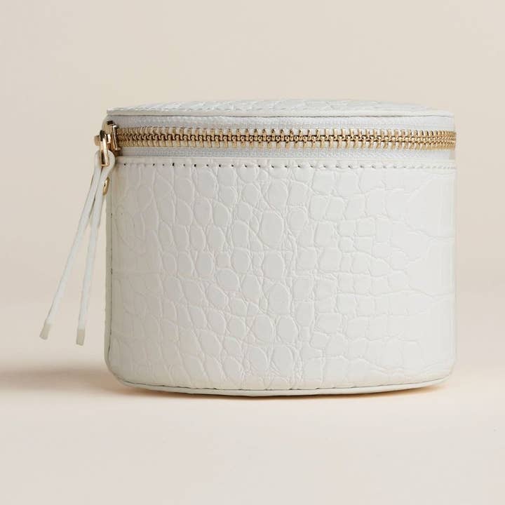 Globetrotter Jewelry Case - White Crocodile for wholesale by Hudson + Bleecker