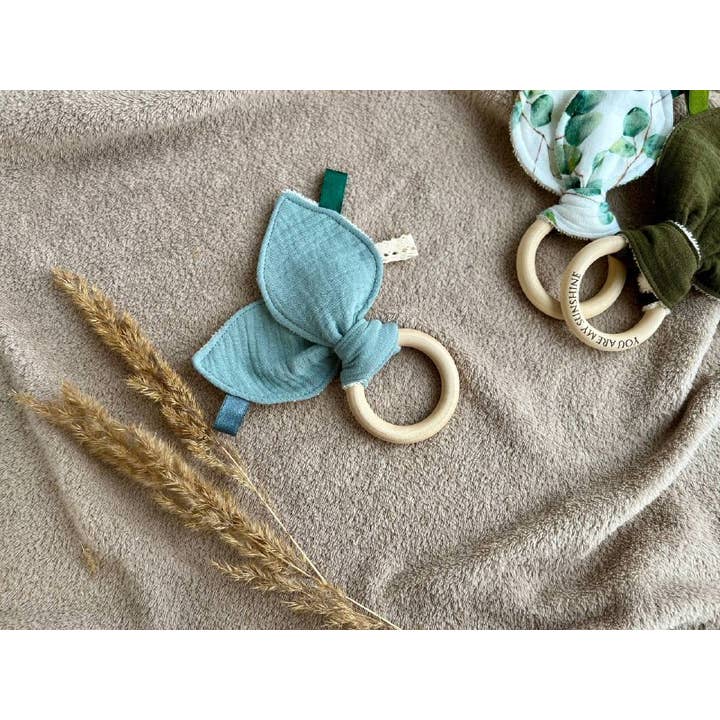 Pastel Baby – wholesale Teether (not clip-on) – Baby – Organic muslin and Bamboo baby first teether - Bunny ears10