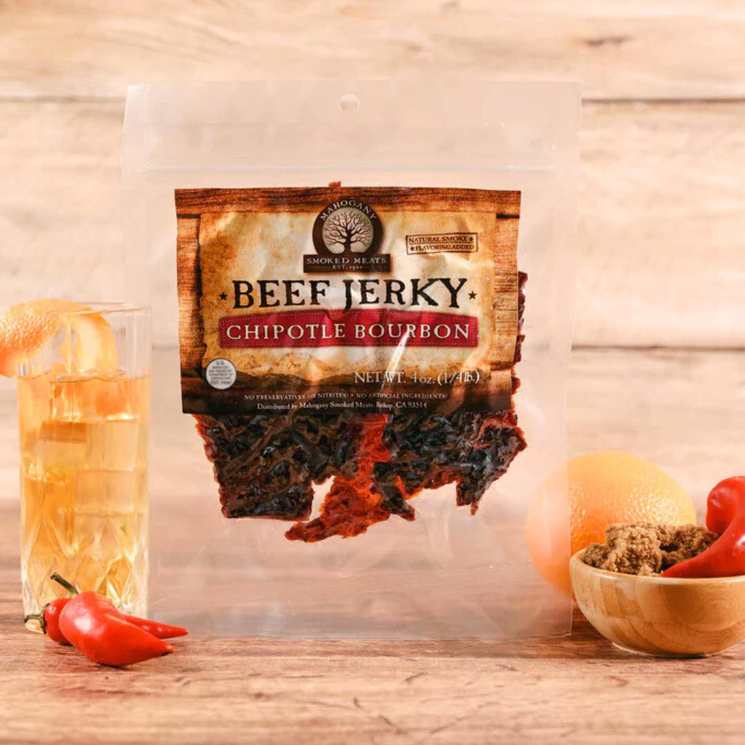 Mahogany Smoked Meats - Wholesale Jerky - Chipotle Bourbon Beef Jerky - All-Natural, 4oz