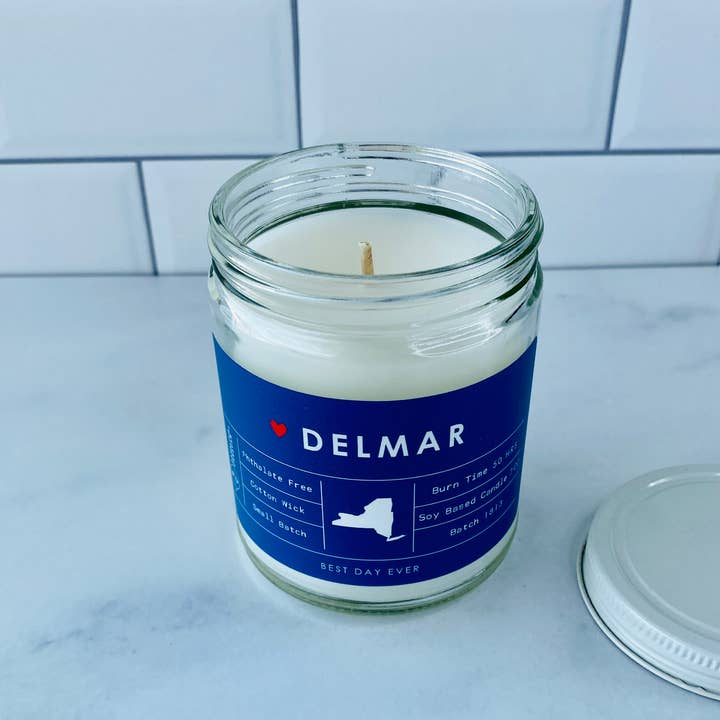 Classic Blue Delmar, NY Candle for wholesale on Faire1