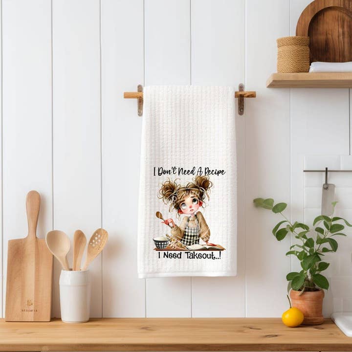 Lustiges Küchentuch, Ich brauche Essen zum Mitnehmen, Geburtstag, Geschenk für Tochter für den Großhandel von Uniquely Designed By Rebecca