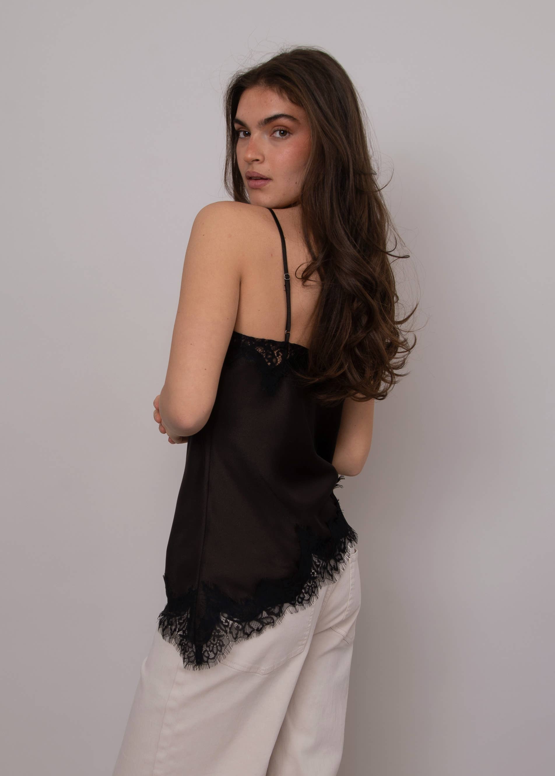 RD Style - Wholesale Camisole - Women's - REILA ASYMMETRIC CAMI W/ LACE TRIM- 57W451S9