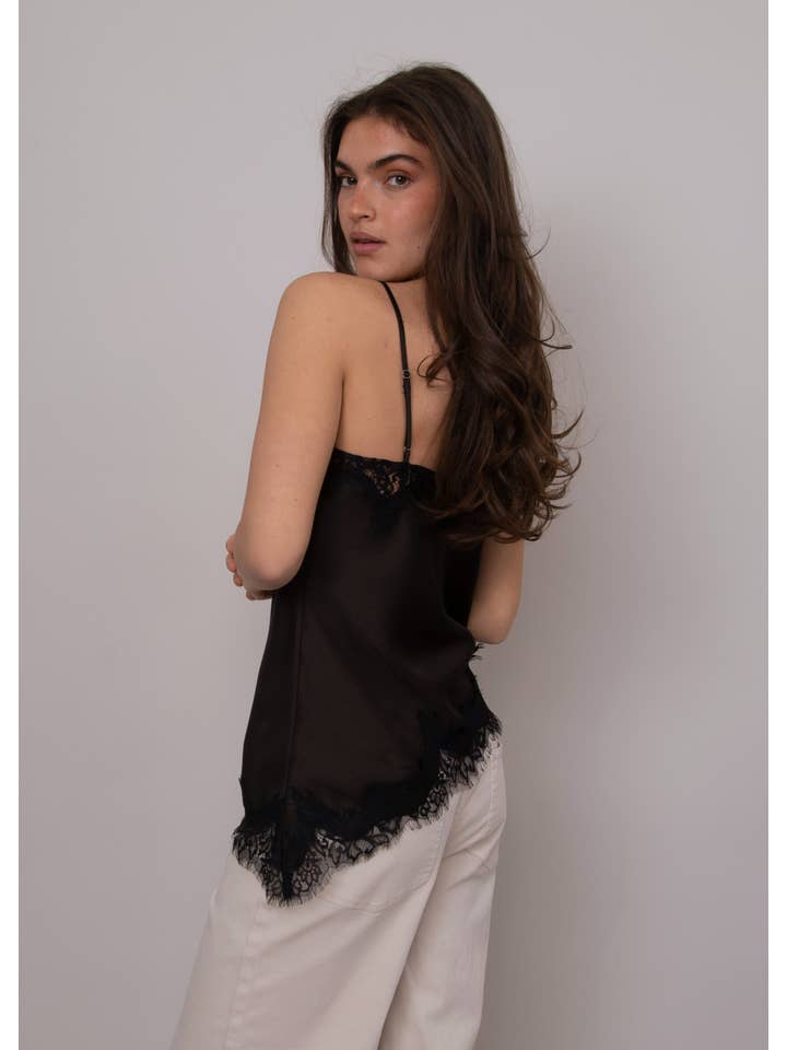 RD Style - Wholesale Camisole - Women's - REILA ASYMMETRIC CAMI W/ LACE TRIM- 57W451S9