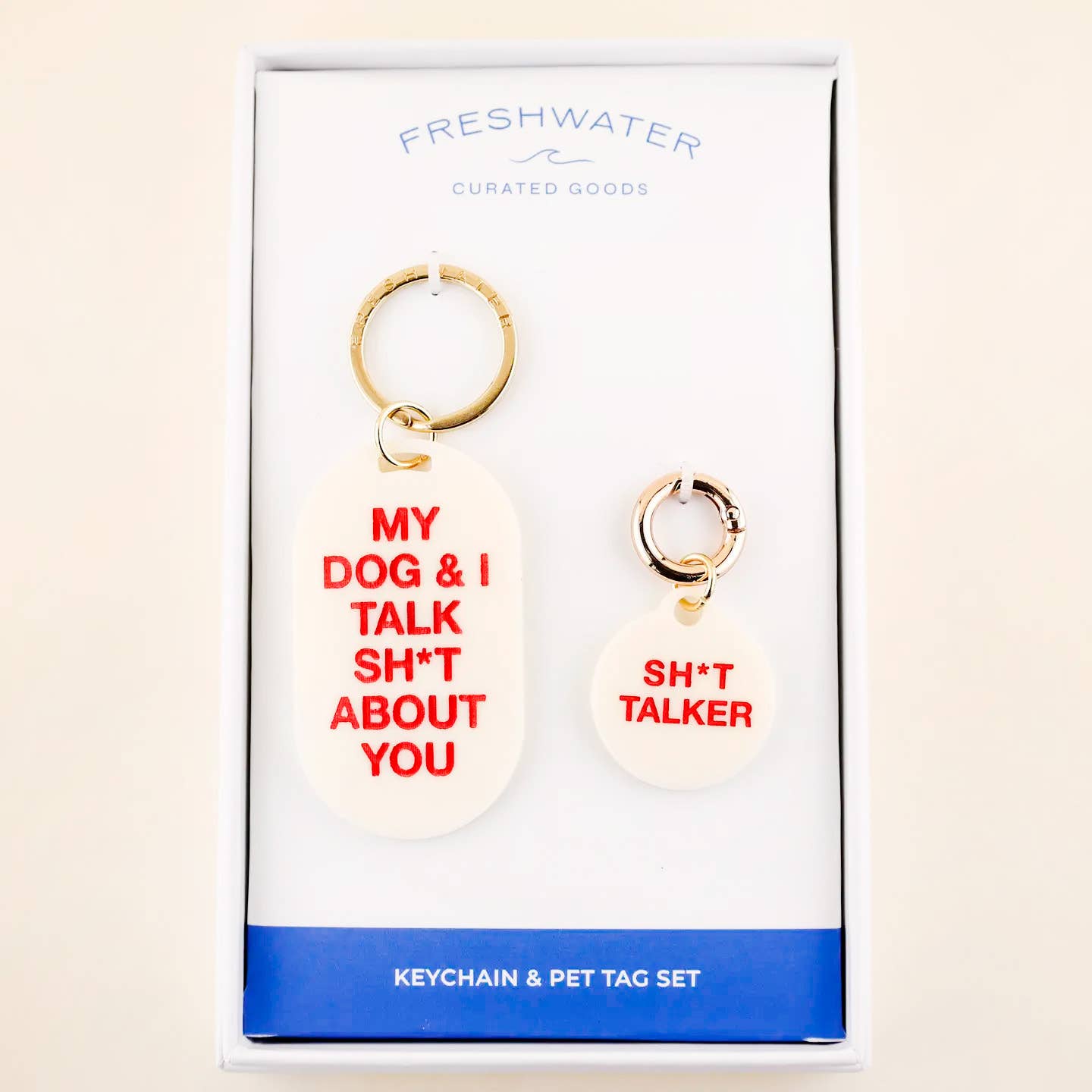 Freshwater Curated Goods - Wholesale Pet Identification Tag - Cat/Dog - Sh*t Talker Keychain & Pet Tag Gift Set1