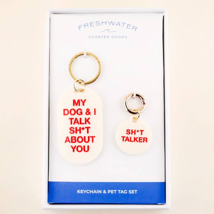 Freshwater Curated Goods - Wholesale Pet Identification Tag - Cat/Dog - Sh*t Talker Keychain & Pet Tag Gift Set1