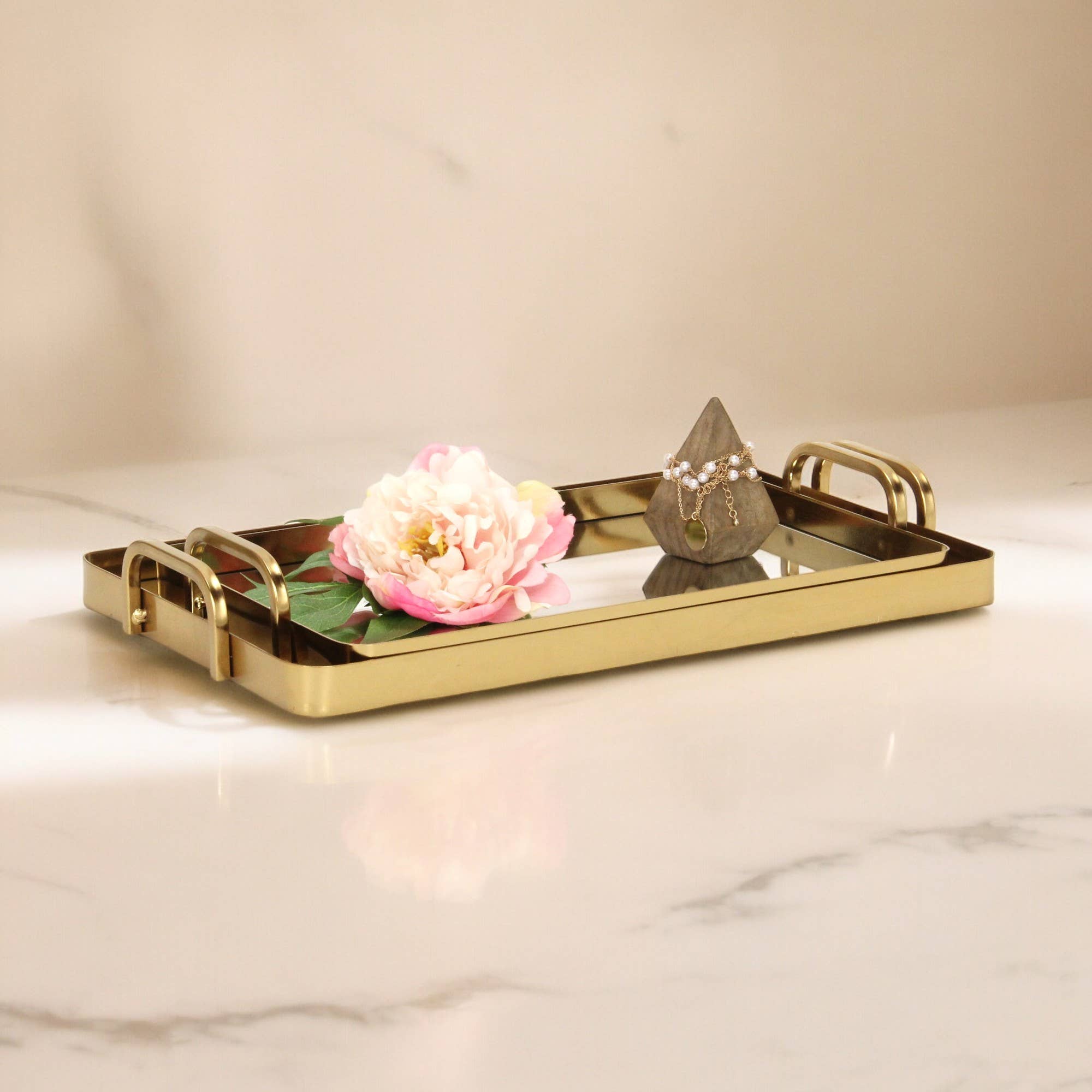 Cheungs Home Decor - Wholesale Decorative Tray - Nuvelle Set of 2 Metal Mirrored Trays9