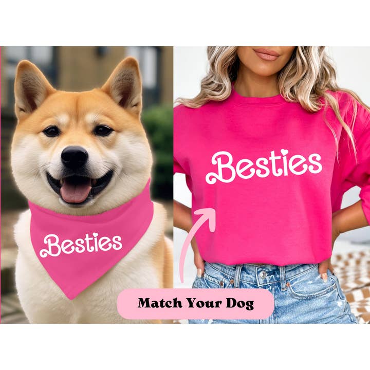 Barbi Bestie Hundebandana, Barbi Pet Bandana, Besties Matching for engroshandel hos Dog Mom Apparel
