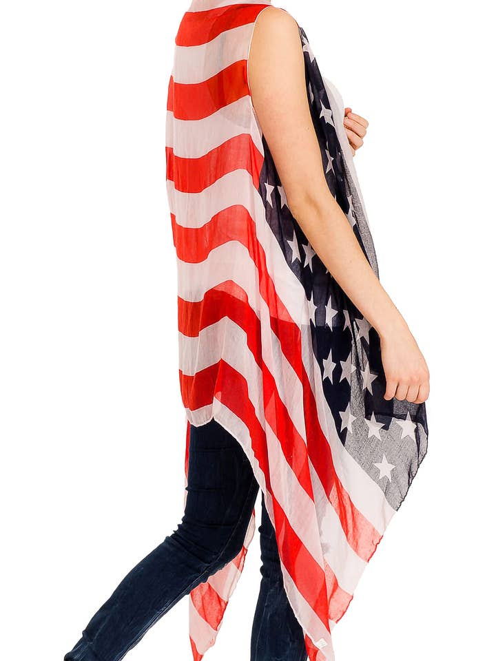 As Shown American Flag Chiffon Semi-sheer Swim Cover-up for wholesale on Faire