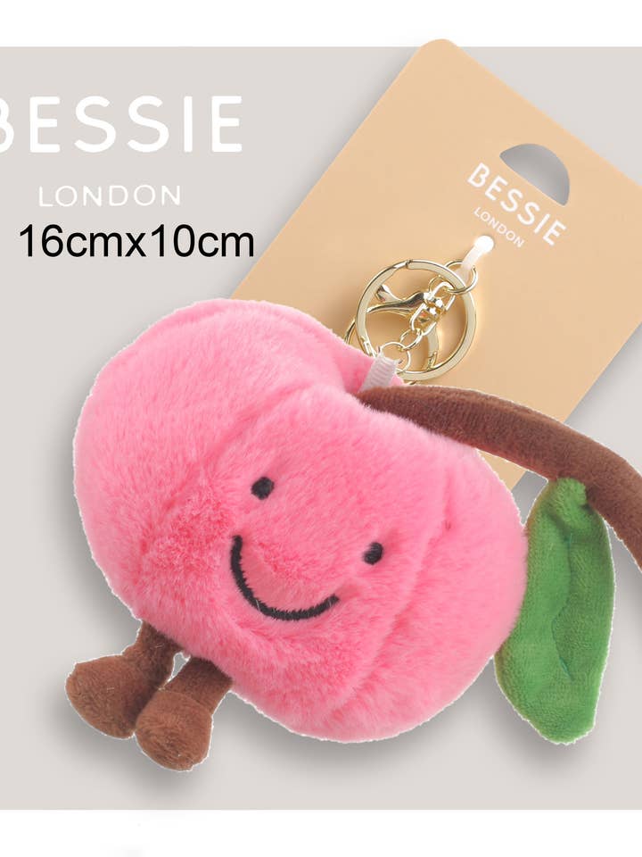 PLUSH PEACH BAG CHARM for wholesale by Bessie London