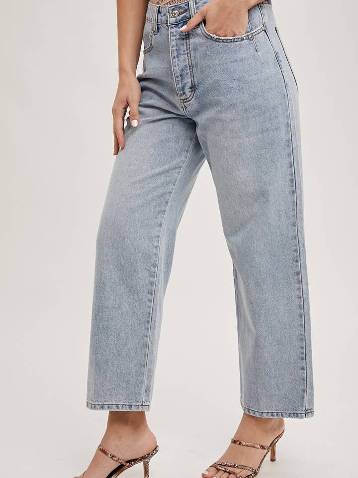 Bluivy - Wholesale Jeans - Women's - DENIM MID-RISE WIDE LEG CROPPED JEANS2