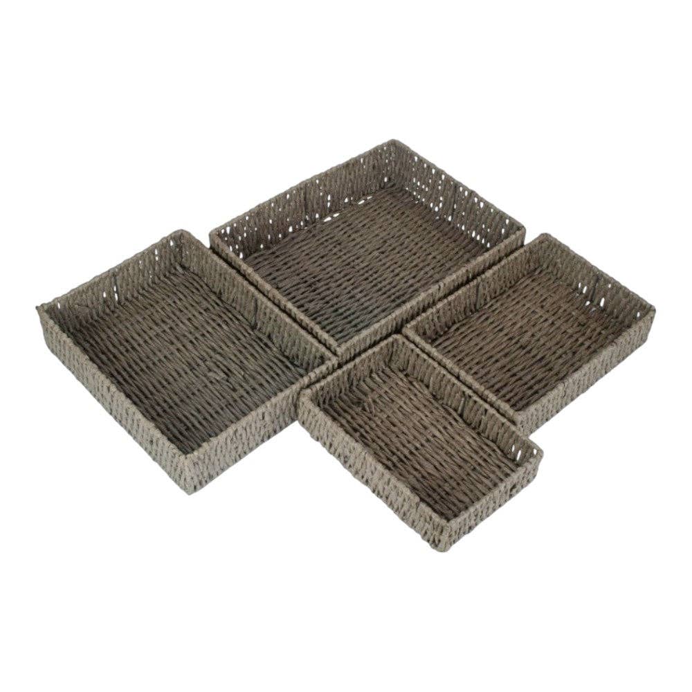 Red Hamper – wholesale Decorative tray – Rectangular Grey Straight-sided Paper Rope Trays5