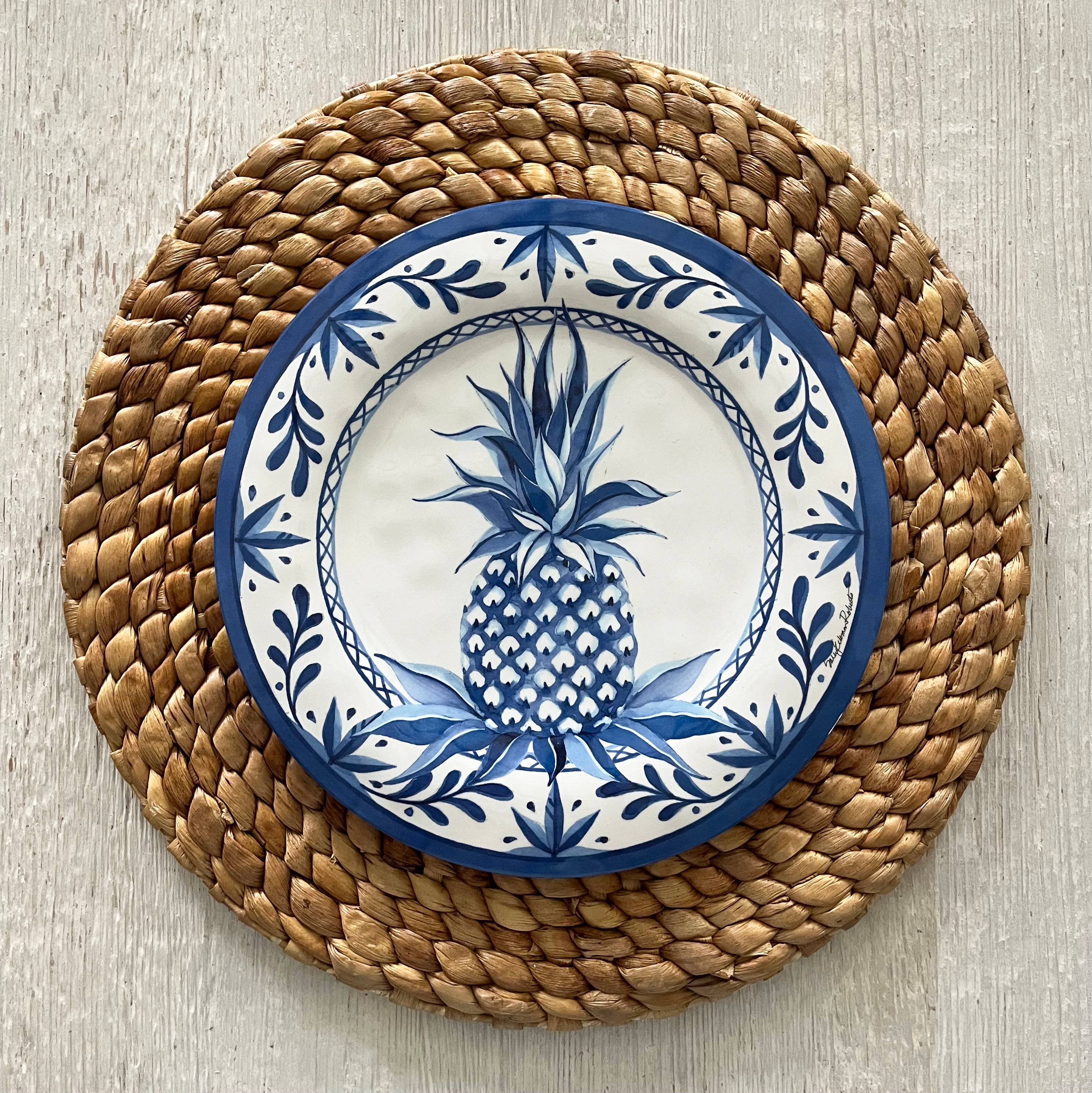 Bamboo Table - Wholesale Salad Plate - Blue Pineapple Bamboo Salad/Appetizer/Dessert Plate1