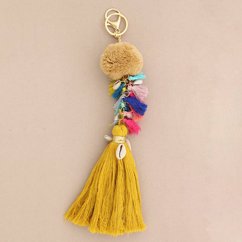 Sonata – Großhandel Schlüsselanhänger – Damen – Ethnischer Schlüsselanhänger mit Quasten und Pompons3