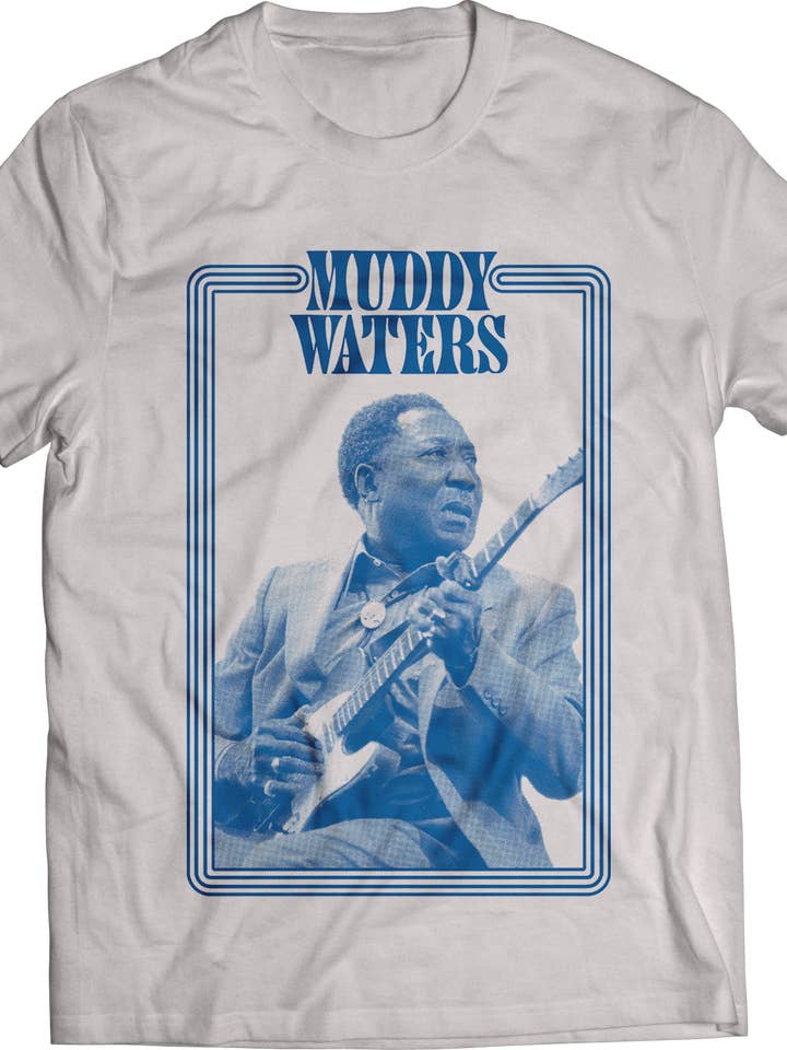MUDDY WATERS "HALFTONE BLUE" T-SHIRT for wholesale by Atom Age Industries
