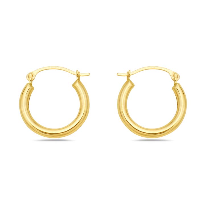 Dicke runde Hoops aus massivem Gold, hochglanzpoliert für den Großhandel von Pori Jewelry
