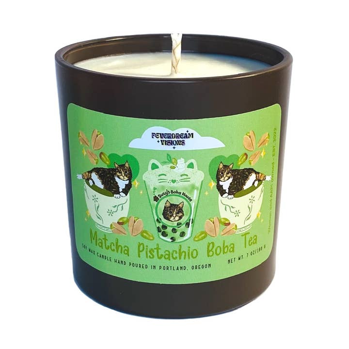 *NEW* Matcha Pistachio Boba Tea Candle for wholesale by Feverdream Visions