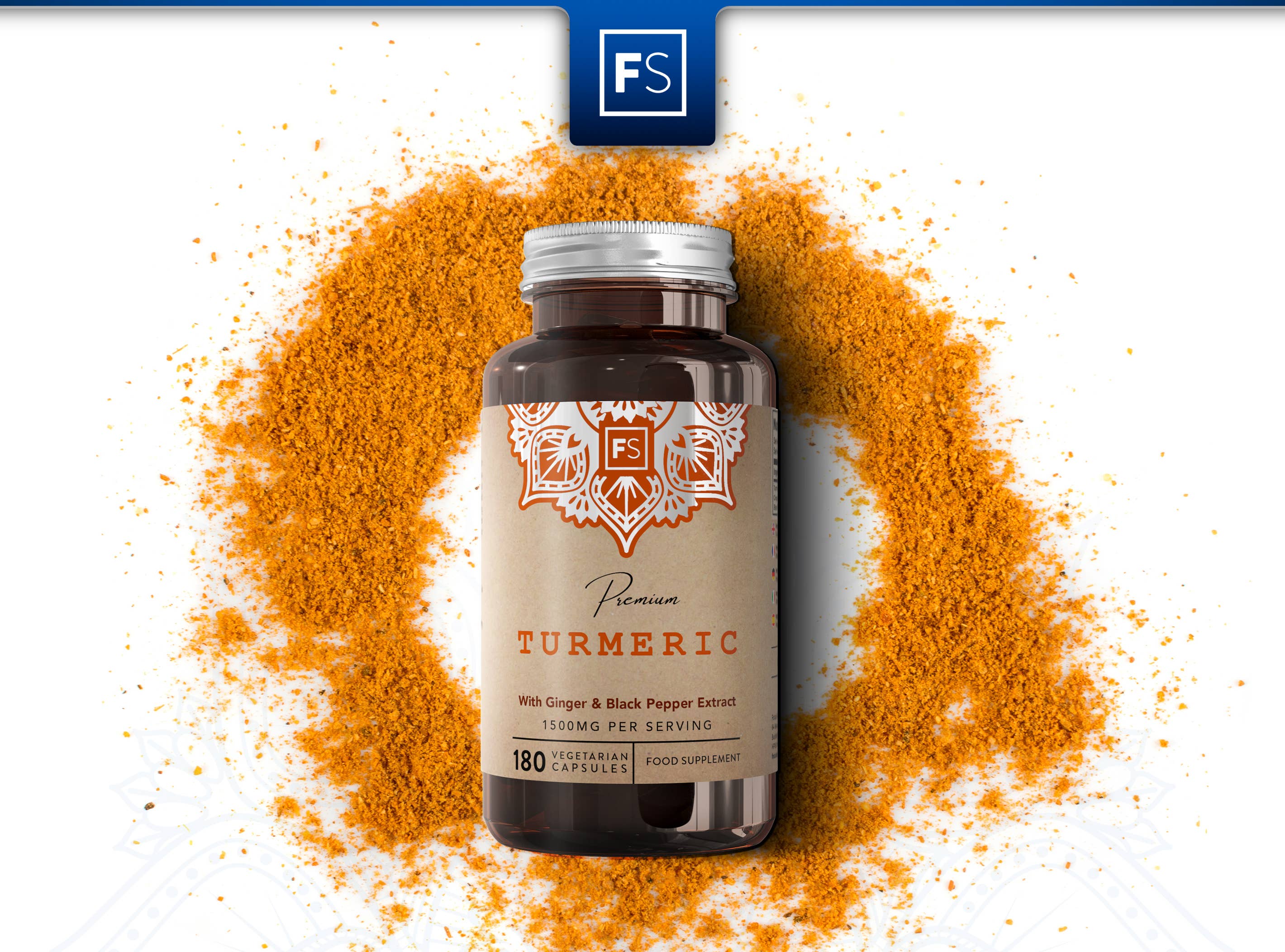 Focus Supplements - Venta al por mayor Suplementos/vitaminas para beber - Cúrcuma, Jengibre y Pimienta Negra (1500 mg) - 180 cápsulas6