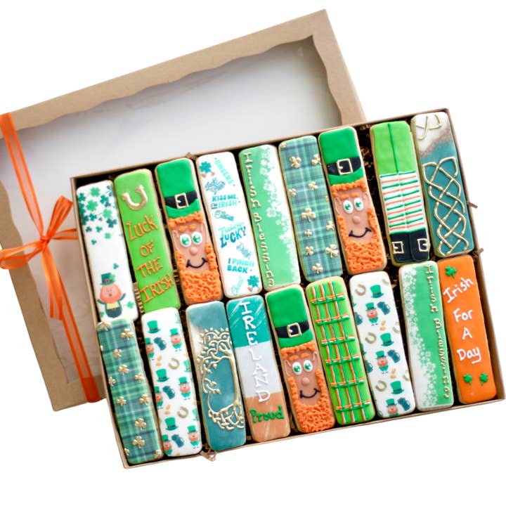 Sweet Sanctions LLC - Wholesale Cookie - 8 Ct. St. Patrick's Day Cookie Sticks Boxed Gift Set