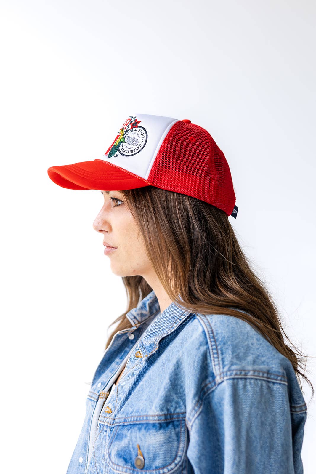 WHITETRUERED Nebraska Layer Patch Foam Trucker Hat for wholesale on Faire1