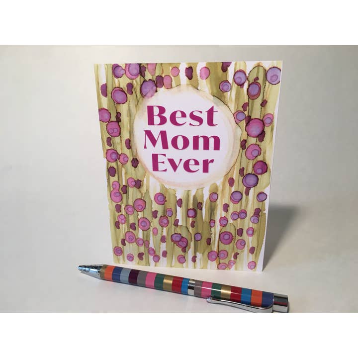 Best Mom Ever in Raspberry Flower Field for wholesale by MoesArt Studios