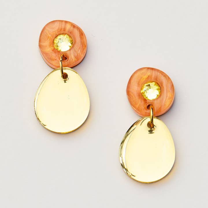 Jam Gem Oorbellen - Perzik-Goud voor wholesale door Martha Jean