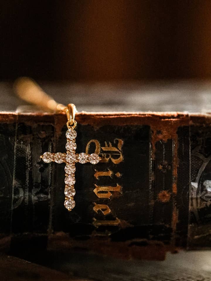 My Strength moissanite cross necklace for wholesale by Every Season