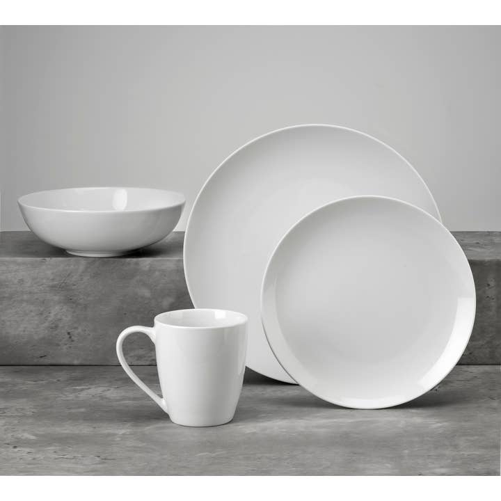 Euro Ceramica | ClayBarnHome - Wholesale Dinnerware Set - Claire Everyday Classic Coupe 16 Piece Dinnerware Set