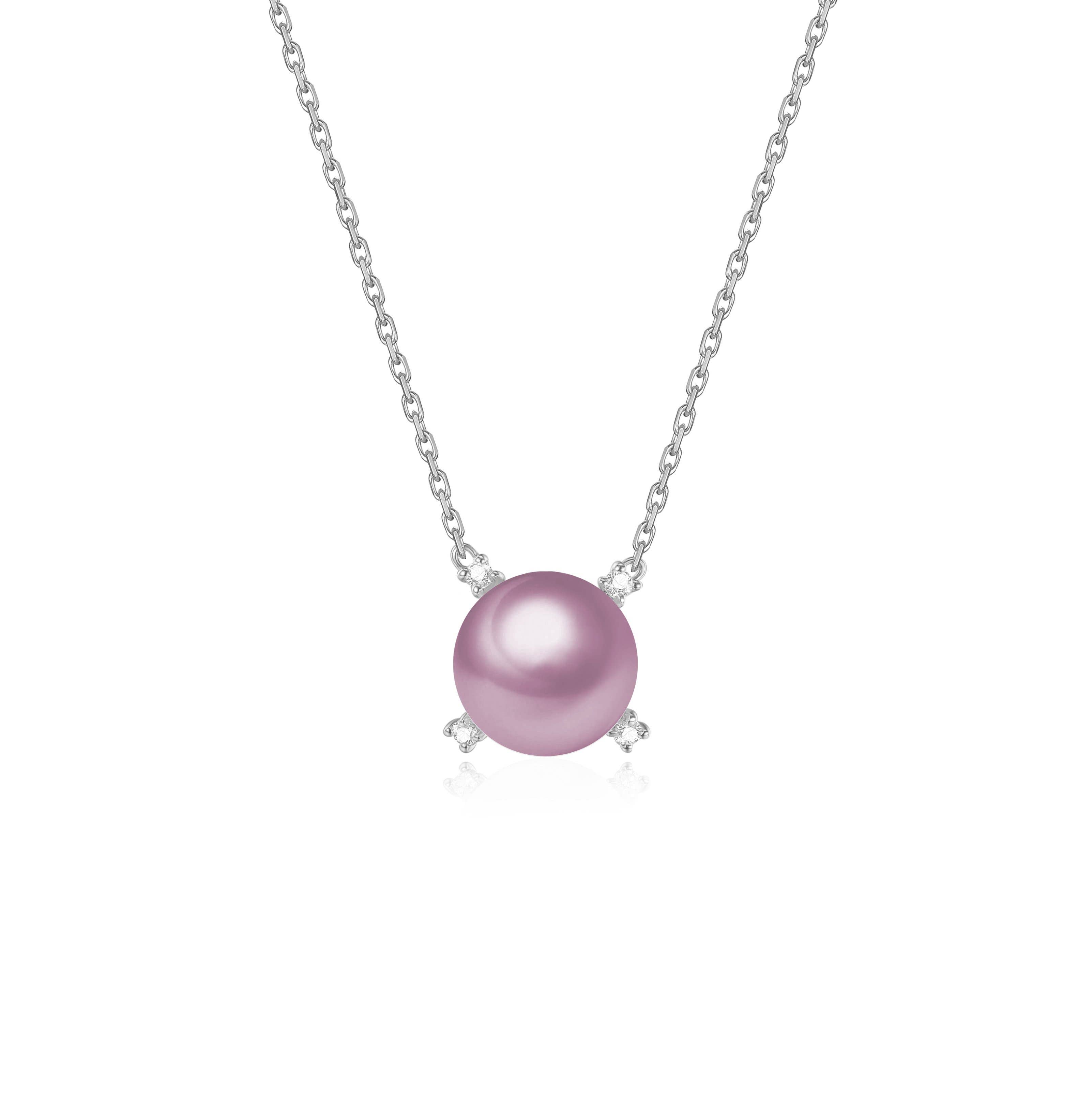 Timeless Pearl - Wholesale Pendant/Charm Necklace - G18k Quadrant Diamonds Pearl Necklace3