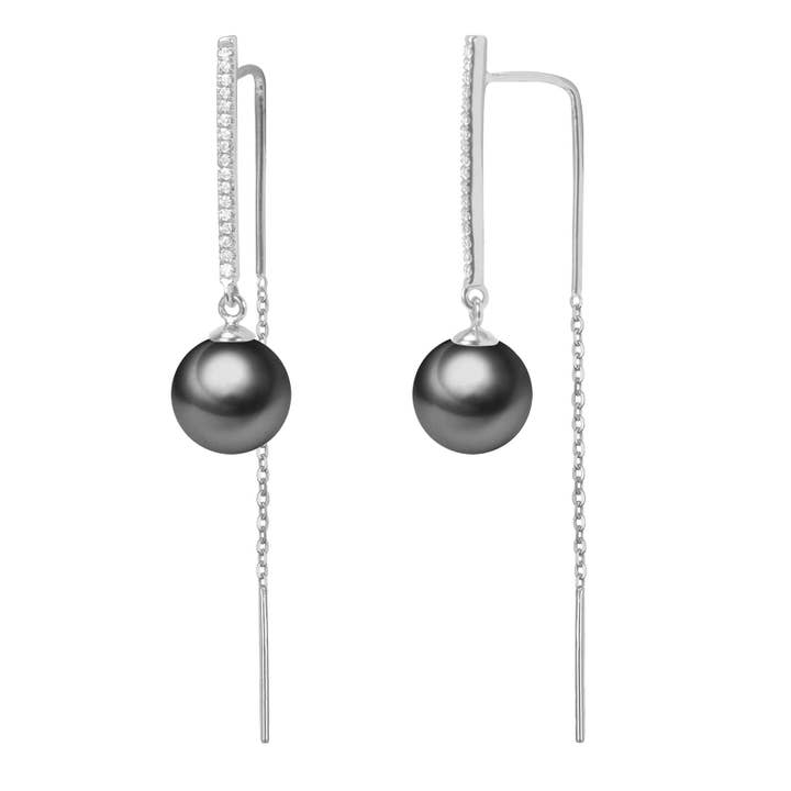 Timeless Pearl - Wholesale Dangle Earrings - G18k Diamonds Edison Pearl Threader Earrings7