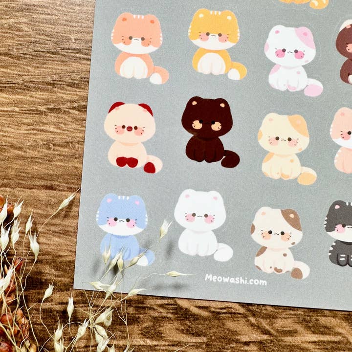 Meowashi Studio - Wholesale Sticker - Chubby Cats Vinyl Sticker Sheet3