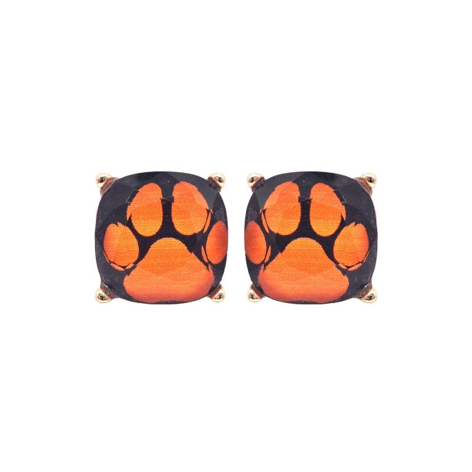 JHP Collection - Wholesale Stud/Post Earrings - DOG PAW PRINT CUSHION CUT EPOXY STUD EARRING17