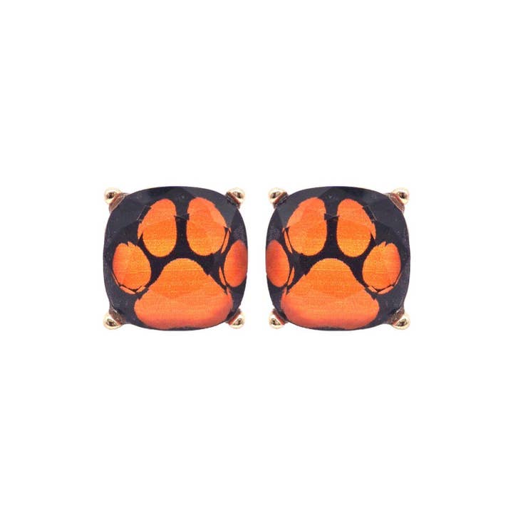 JHP Collection - Wholesale Stud/Post Earrings - DOG PAW PRINT CUSHION CUT EPOXY STUD EARRING17