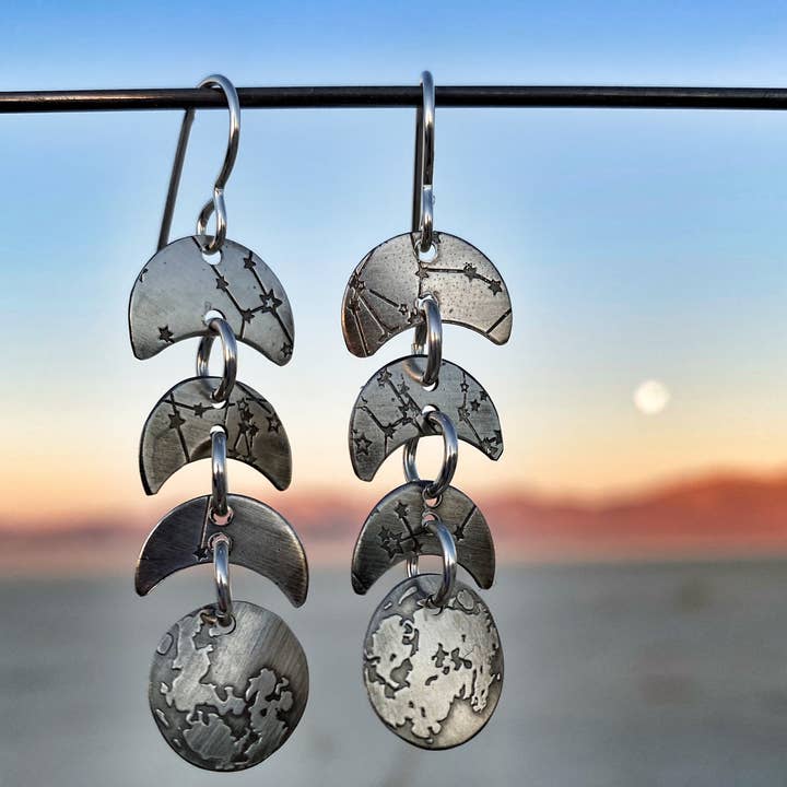 Pendientes de fase lunar para venta al por mayor de Krista Tranquilla Studio