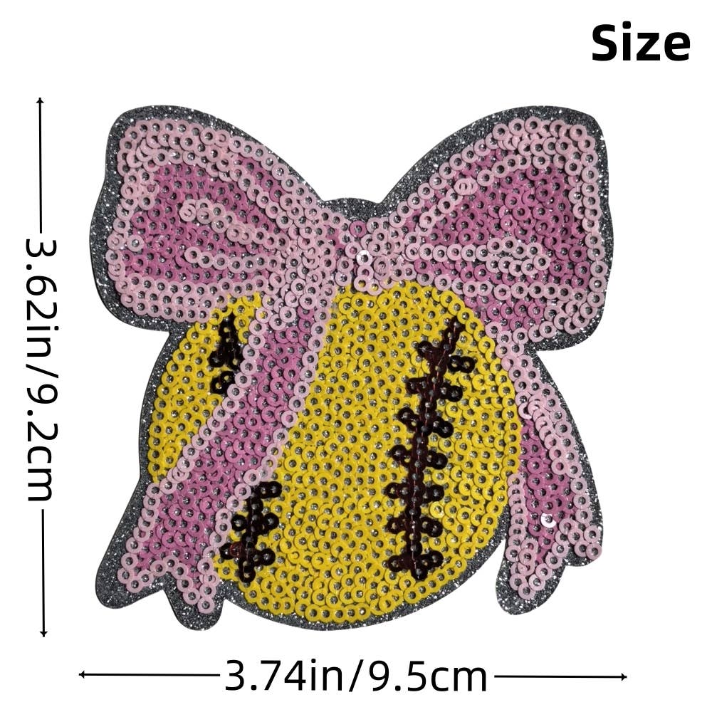 Rosie Posie Patches – wholesale Lapp – Paljett Softboll Rosett Påstrykbar Patch1