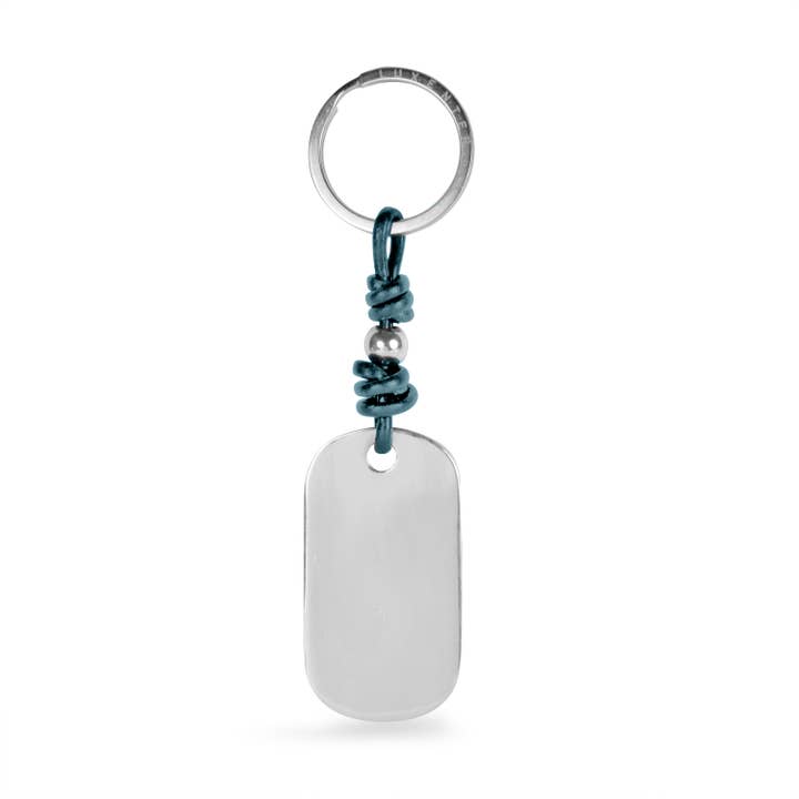 Luxenter - Wholesale Keychain - Women's - Llavero Luxenter arger cuero azul oscuro acabado en rodio