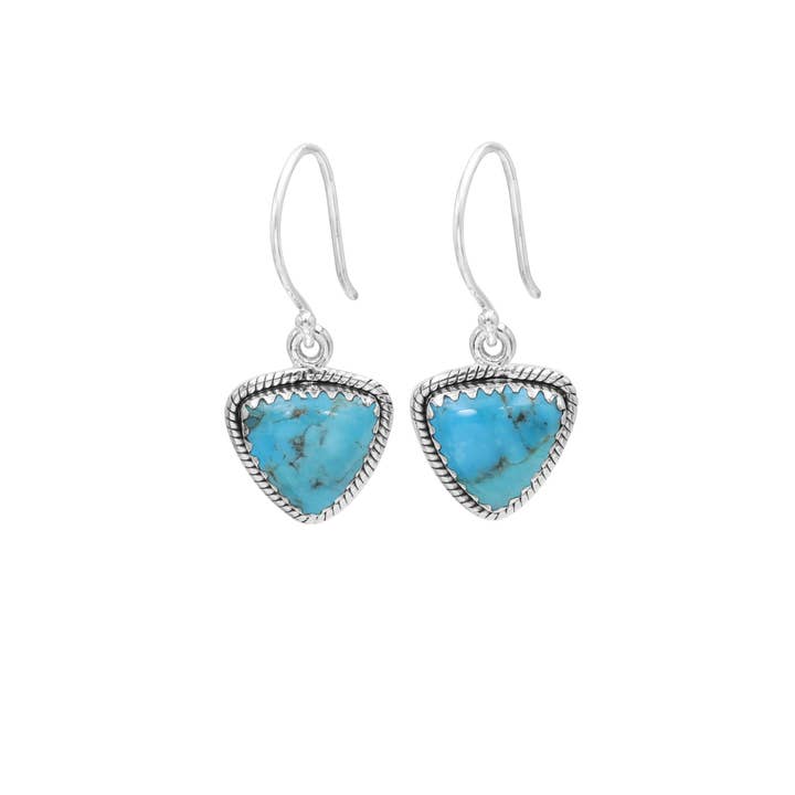 Boucles d'oreilles turquoise bleue en argent 925 bijoux en pierres précieuses faits main pour la vente par Jay Jools