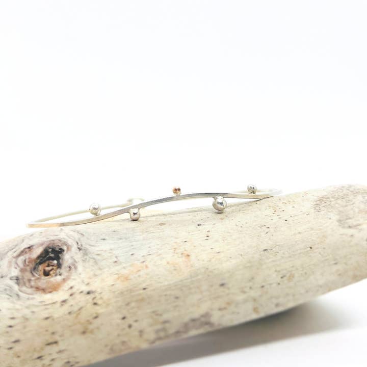 Silver and 14k Gold Dewdrop Hook and Eye Bracelet for wholesale by TRACI MOYO DESIGNS