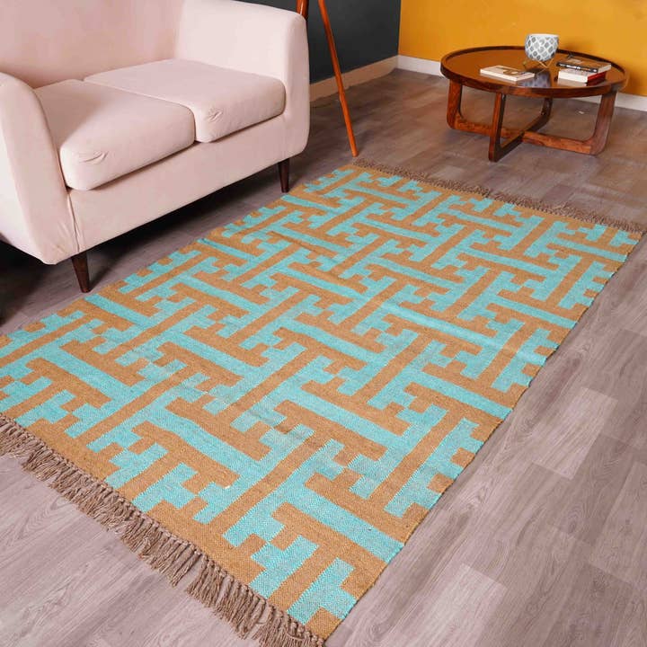 Chouhan Rugs - Wholesale Area Rug - Multicolor Handwoven Wool Jute Kilim Rug Vinatge Jute Rug 1