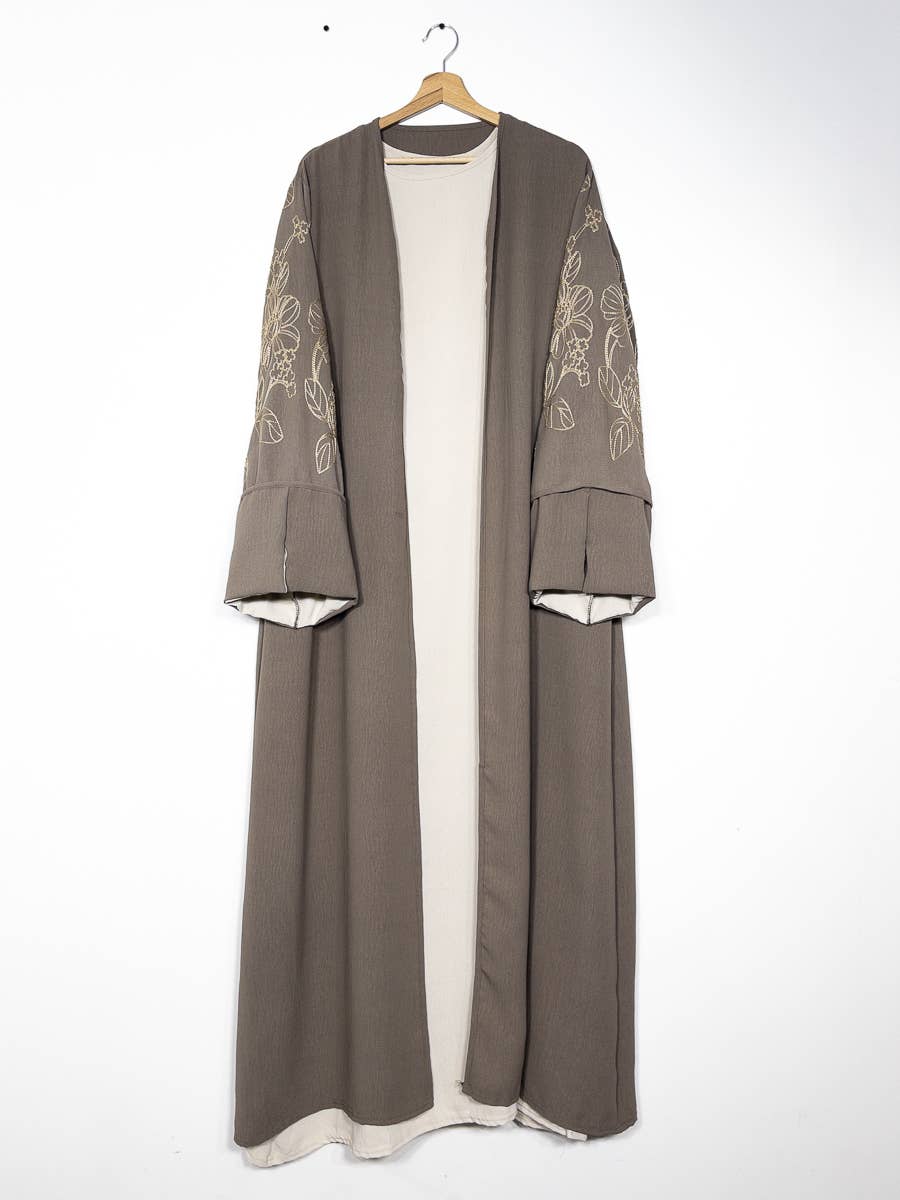 IDEAL OUTFIT – wholesale Top & skirt set – Women's – 2-piece set floral embroidery kimono abaya ref:en2511jazz27