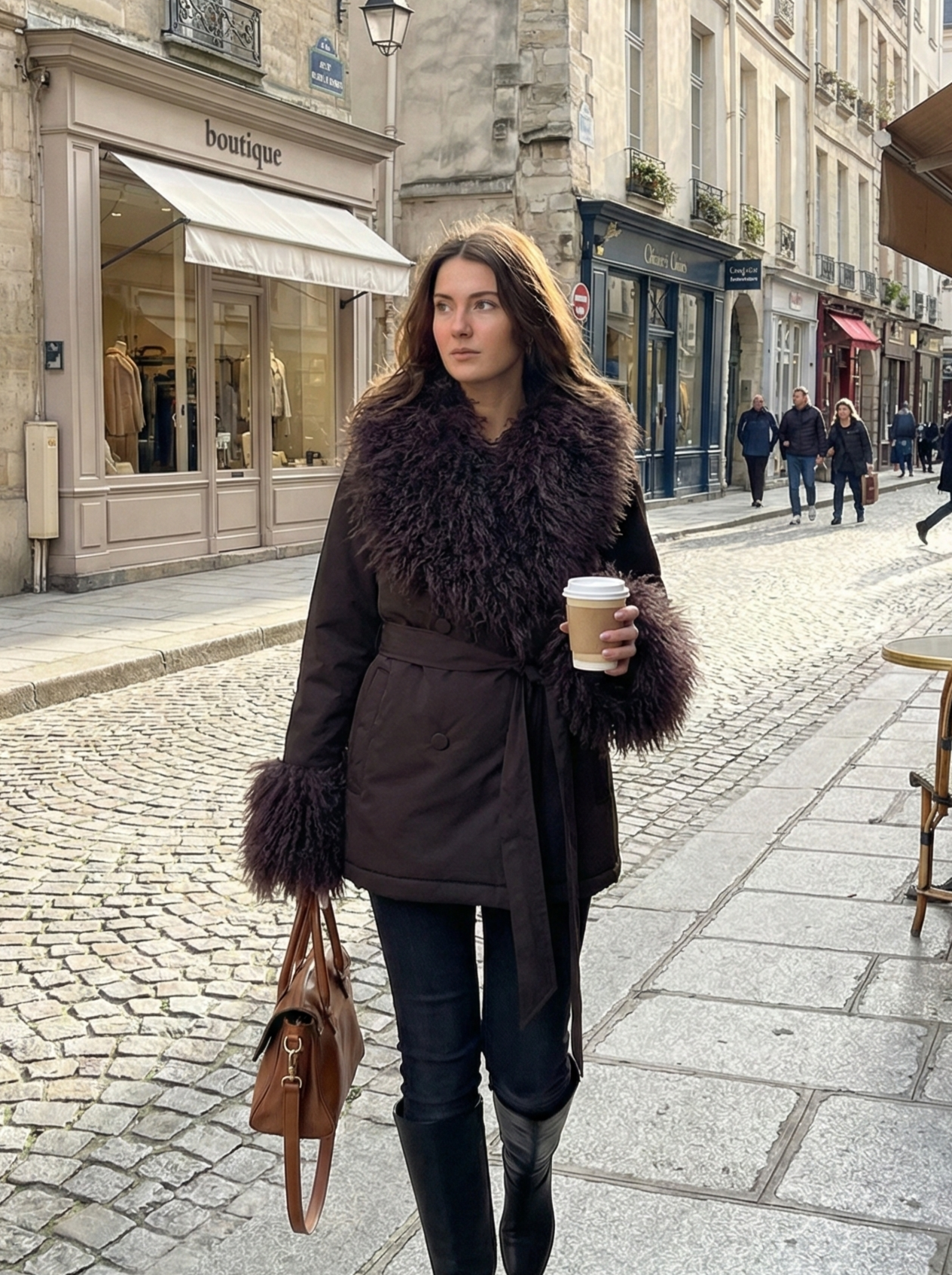 KZELL PARIS – Engroshandel Pels-/kunstpelsfrakke - Dame – FRACKE MED KRAVE AF FALSK MONGOLSK LAMMEPELS4