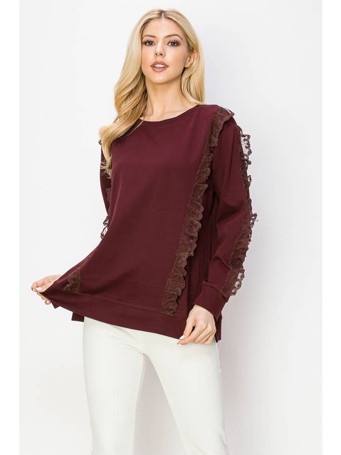 Joh Apparel – Engroshandel Strikket top - Dame – Rachela Pointe Strik Top Med Blonder