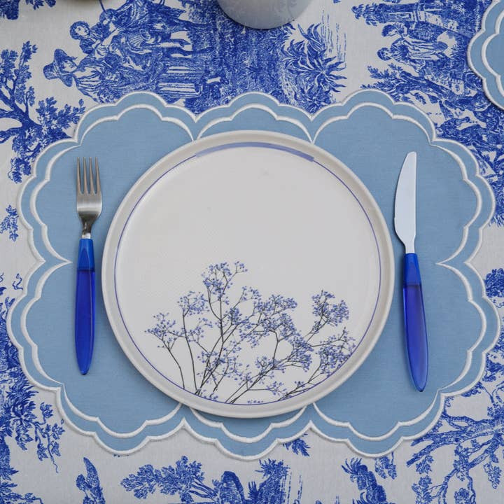 AQUELLE BABY BLUE RECTANGLE FABRIC PLACEMAT for wholesale by PNR Decor