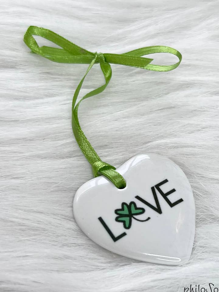 Luck heart porcelain tag, Ornament, gift tag for wholesale by philoSophie's Stationery & Gifts