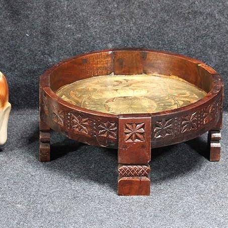 Handcrafted Wooden Chakki Table – 45x45x20 cm for wholesale by VIRATRA ART DECOR