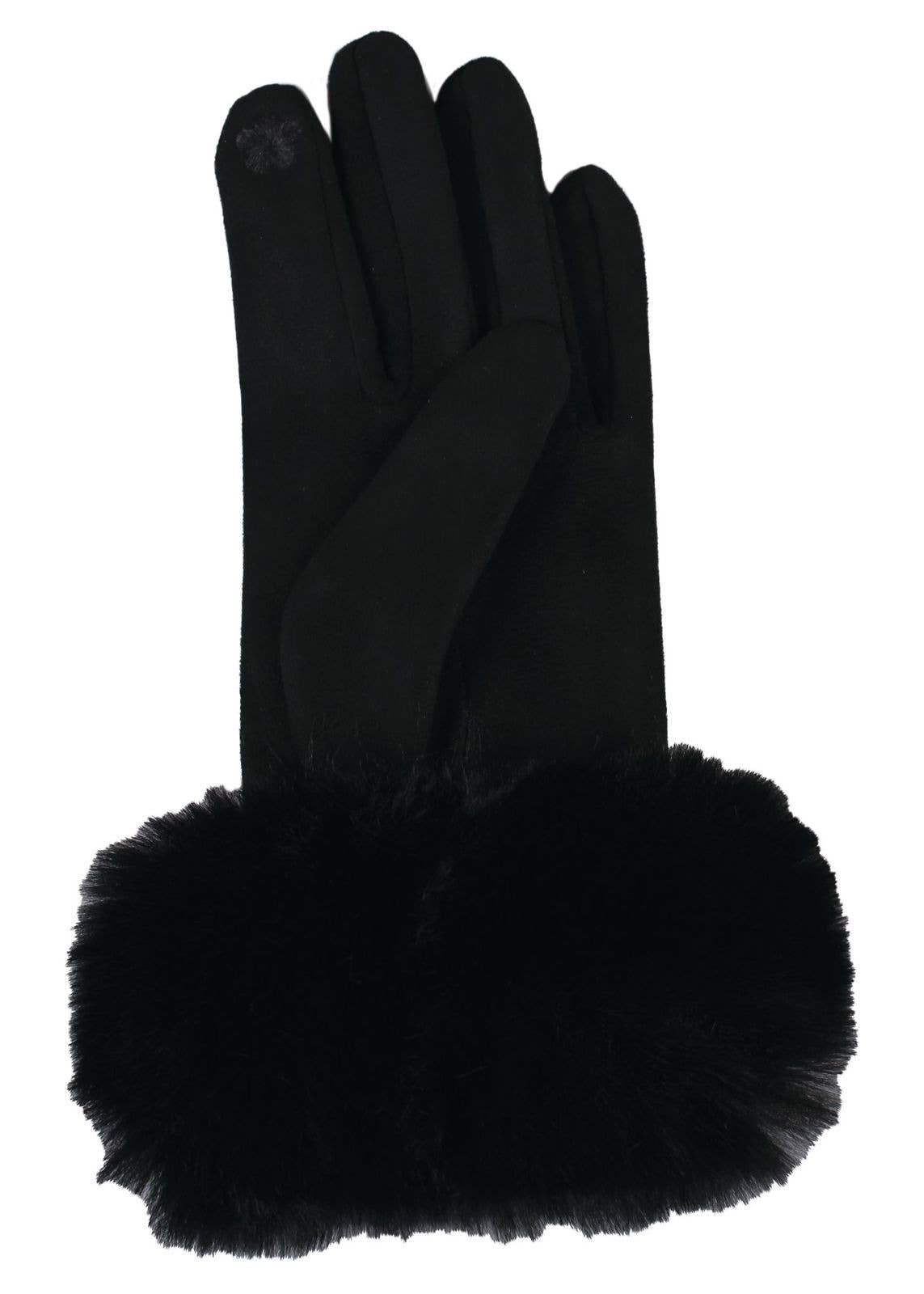 Jeanne Simmons Accessories - Wholesale Gloves - Women's - 3855 Texting Faux Suede Fur Cuff Gloves Winter