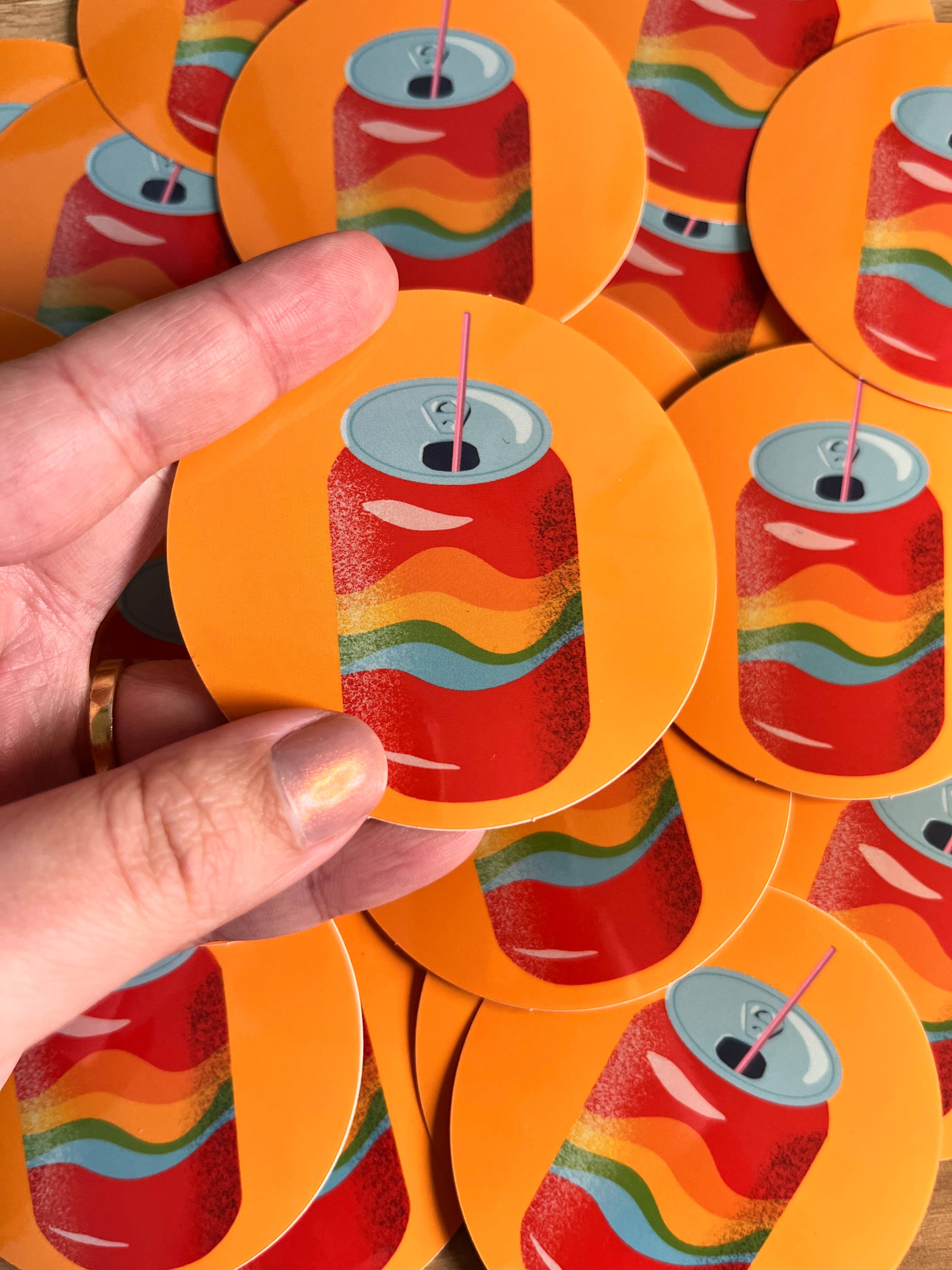 Claspy Creates - Wholesale Sticker - Rainbow Soda 3" Round Vinyl Sticker2
