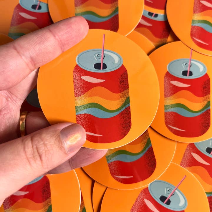 Claspy Creates - Wholesale Sticker - Rainbow Soda 3" Round Vinyl Sticker2