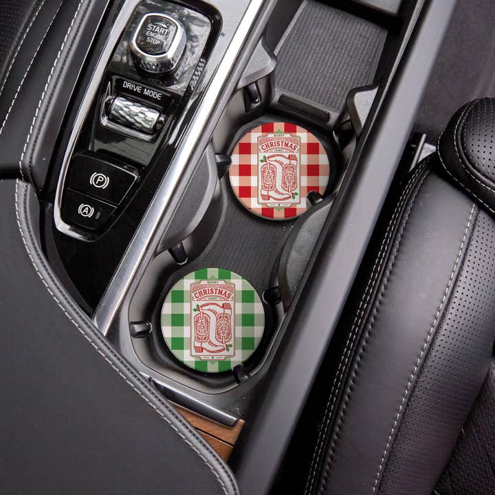 White Car Coaster 2-Pack Kalia Lane-Western Christmas for wholesale on Faire7