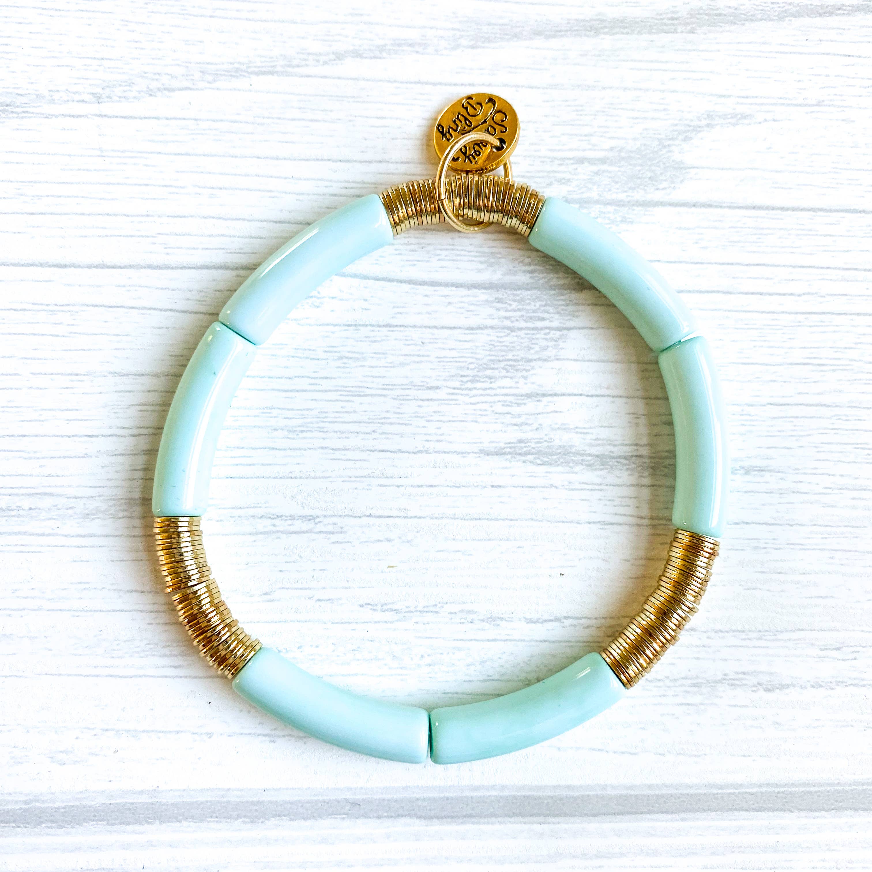 Savvy Bling - Vendita all'ingrosso Bracciale con perline - Tubo acrilico blu Tiffany chiaro bambù9