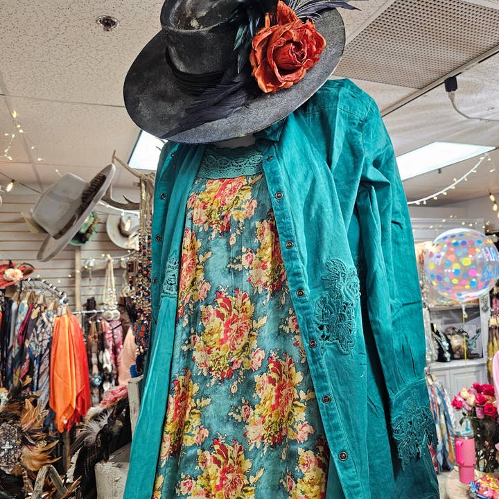 A Rare Bird Shop - Wholesale Dress - Women's - Teal Floral Dress